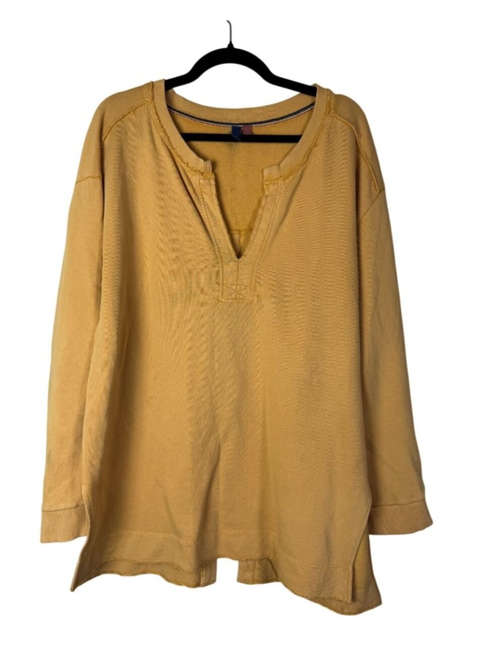 Anthropologie Pilcro Yellow Long Sleeve Cotton Tunic Sweatshirt Sz Large Relaxed